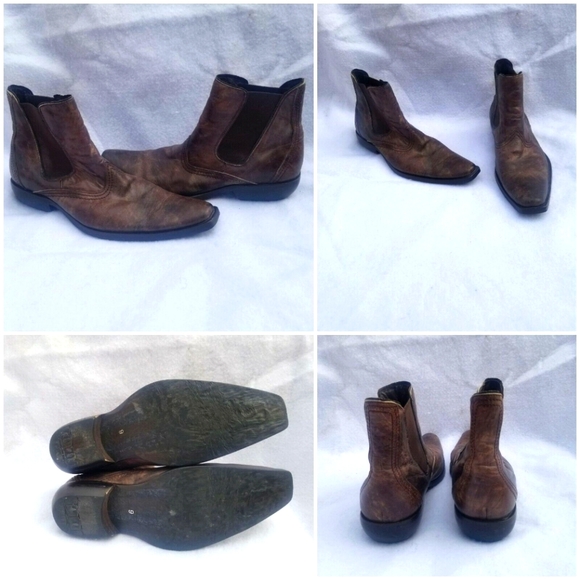 BANANA BLUES ANKLE BOOTS RUSTIC LEATHER MENS BROWN Size 9
